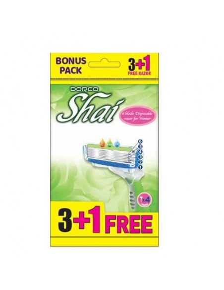 DORCO WOMEN Jednorazowa maszynka do golenia dla kobiet, SHAI, 6 ostrzy, 3+1 szt 1 op