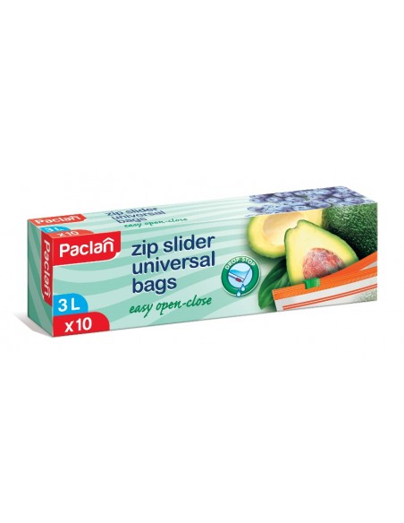 Paclan Woreczki uniwersalne z suwakiem 3l, 10 sztuk