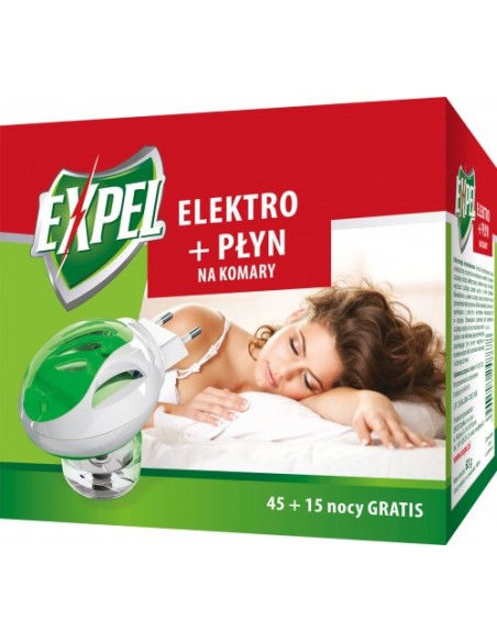 EXPEL ELEKTROFUMIGATOR NA KOMARY+PŁYN, OCHRONA DO  60  NOCY
