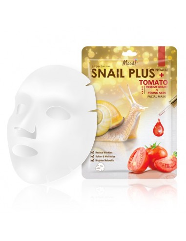 MOODS SNAIL PLUS Maska do twarzy w płachcie ze śluzem ślimaka i ekstraktem z pomidorów TOMATO, 38 ml