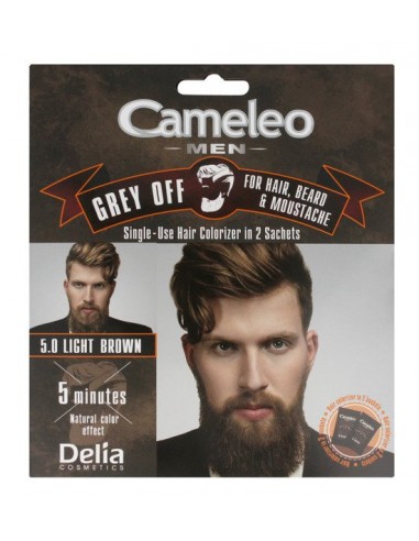 DELIA Cameleo Men krem koloryzujący do włosów,brody i wąsów nr 5.0 jasny brąz saszetka
