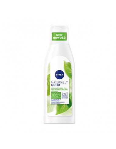 NIVEA NATURALLY GOOD Nawilżające mleczko oczyszczające do twarzy GREEN TEA, 200 ml