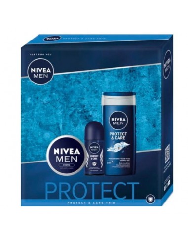 NIVEA MEN Zestaw prezentowy PROTECT CARE, krem uniwersalny 75 ml + antyperspirant roll-on 50 ml + żel pod prysznic 250 ml