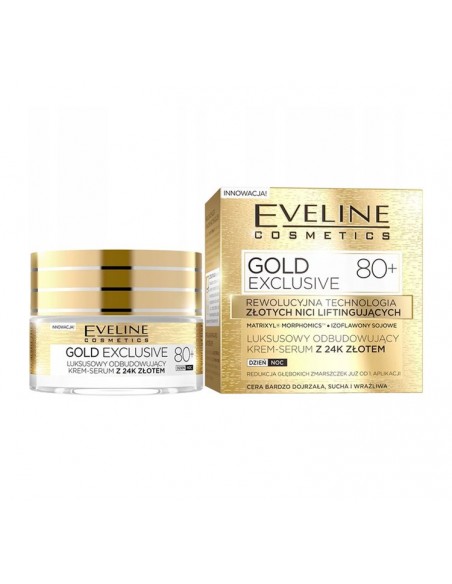 EVELINE GOLD EXCLUSIVE Luksusowy krem-serum ODBUDOWUJĄCY z 24K złotem, 50 ml