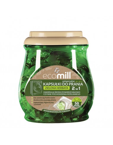 ECO MILL Kapsułki do prania 2w1 ZIELONA HERBATA UNIWERSALNE, 50 sztuk