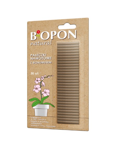BIOPON NATURAL Pałeczki nawozowe z BIOHUMUSEM, 30 sztuk