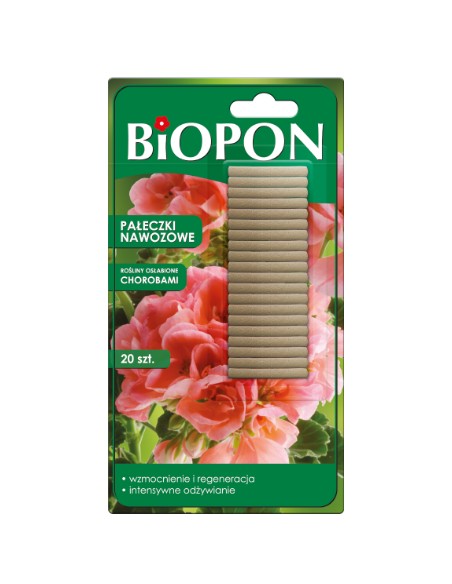BIOPON Pałeczki nawozowe DO ROŚLIN OSŁABIONYCH CHOROBAMI, 20 sztuk