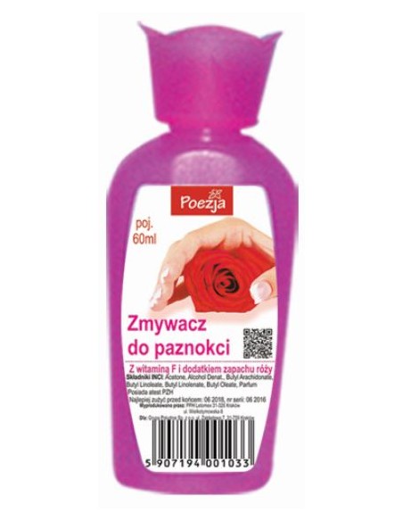 POEZJA zmywacz do paznokci z acetonem różany, 60 ml
