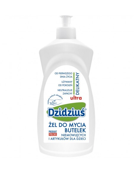 DZIDZIUŚ Żel do mycia butelek niemowlęcych oraz artykułów dla dzieci HIPOALERGICZNY, 500 ml