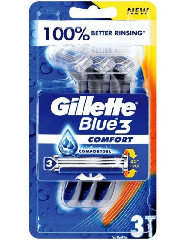 GILLETTE BLUE 3 COMFORT Maszynka jednorazowa do golenia dla mężczyzn, 3 szt