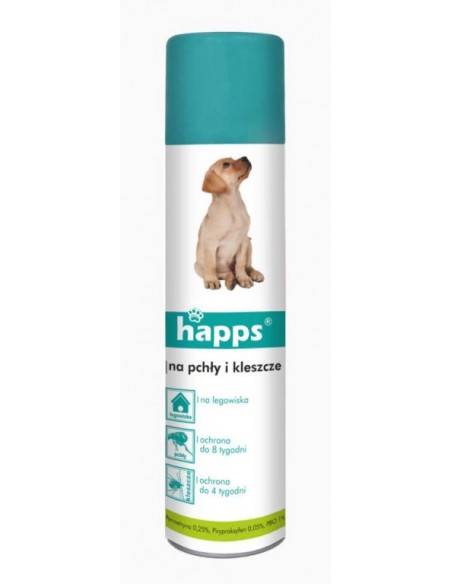 HAPPS Spray na pchły i kleszcze dla zwierząt, 250 ml