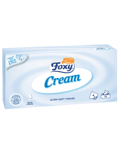 FOXY CREAM Ultra miękkie chusteczki kosmetyczne 4 warstwy, 75 sztuk