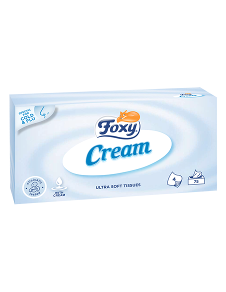 FOXY CREAM Ultra miękkie chusteczki kosmetyczne 4 warstwy, 75 sztuk