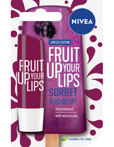 NIVEA FRUIT UP YOU LIPS Pielęgnująca pomadka do ust SORBET BLACKBERRY, 4,8 g