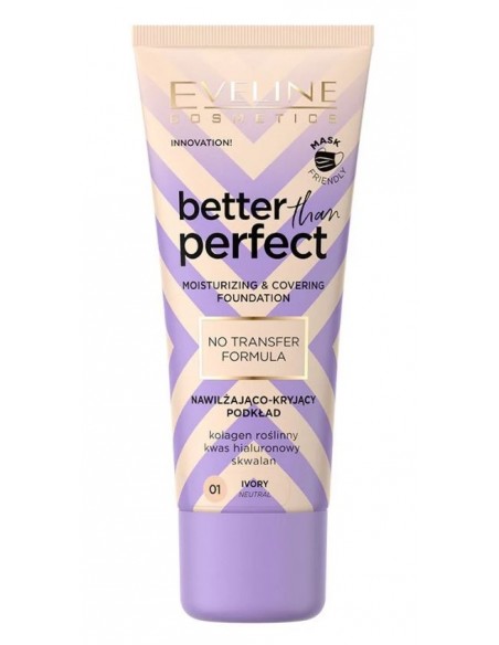 EVELINE BETTER THAN PERFECT Podkład nawilżająco-kryjący 01 IVORY, 30 ml 
