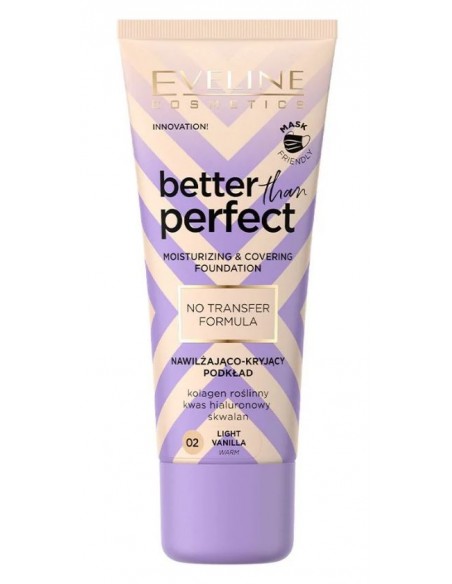 EVELINE BETTER THAN PERFECT Podkład nawilżająco-kryjący 02 LIGHT VANILLA, 30 ml 