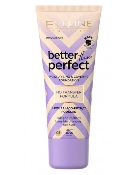 EVELINE BETTER THAN PERFECT Podkład nawilżająco-kryjący 03 LIGHT BEIGE, 30 ml 