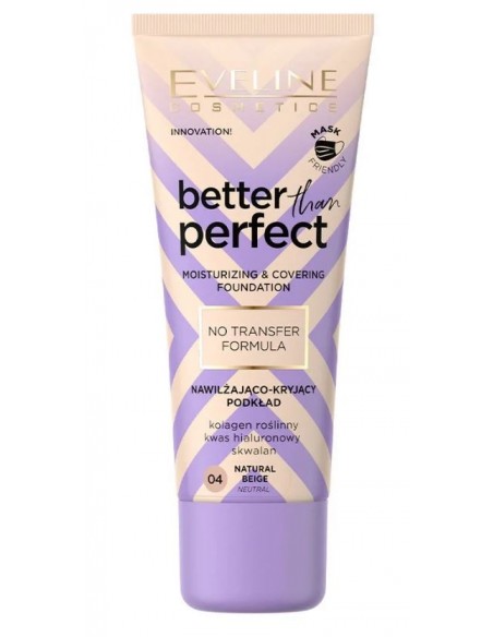 EVELINE BETTER THAN PERFECT Podkład nawilżająco-kryjący 04 NATURAL BEIGE, 30 ml 