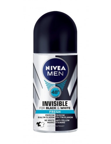 NIVEA MEN INVISIBLE FRESH BLACK & WHITE Antyperspirant ROLL-ON FRESH, 50 ml