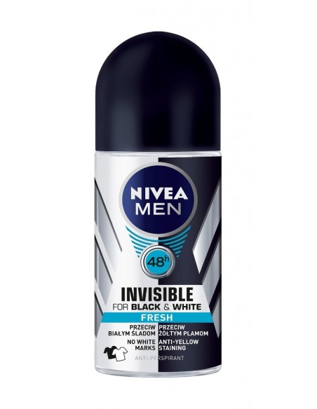 NIVEA MEN INVISIBLE FRESH BLACK & WHITE Antyperspirant ROLL-ON FRESH, 50 ml
