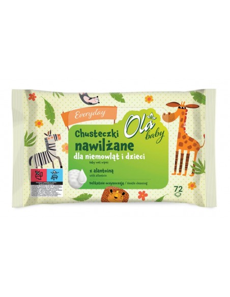 CLEANIC OLA BABY Chusteczki nawilżane dla dzieci i niemowląt Z ALANTOINĄ, 72 szt
