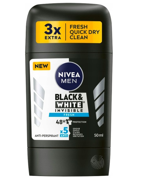 NIVEA MEN Antyperspirant w sztyfcie BLACK & WHITE FRESH, 50 ml