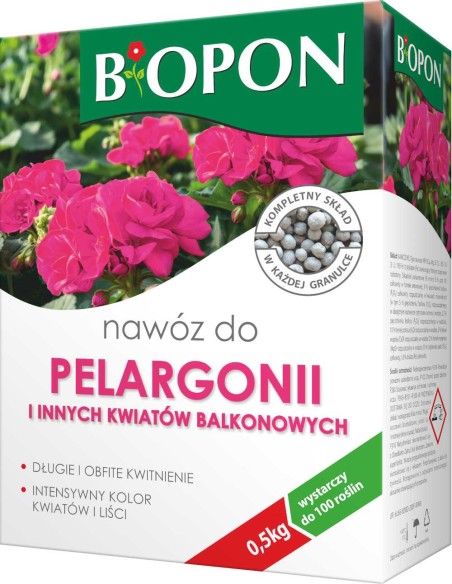 BIOPON Nawóz do pelargonii i innych kwiatów balkonowych, 500 g