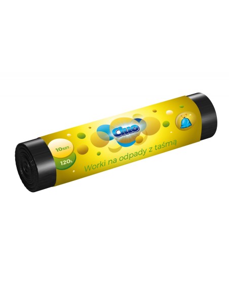CLUO Worki na śmieci Z TAŚMĄ CZARNE 120 l, 10 szt 