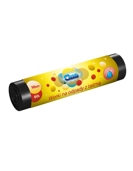 CLUO Worki na śmieci Z TAŚMĄ CZARNE 60 l, 10 szt 