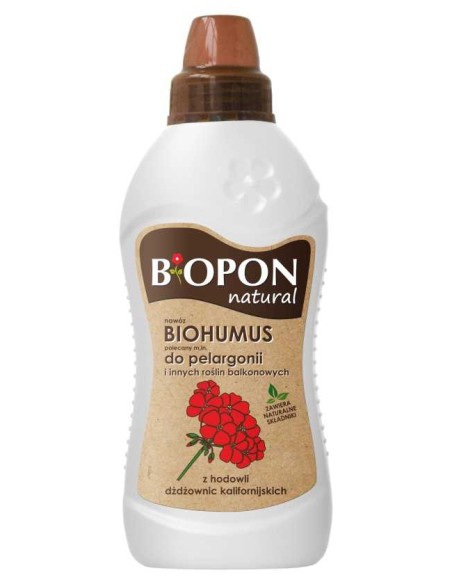 BIOPON BIOHUMUS Nawóz do pelargonii i innych roślin balkonowych, 1 l