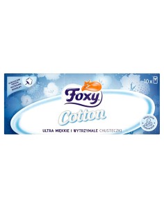 FOXY COTTON Chusteczki higieniczne 4-WARSTWOWE, 10x9 szt 