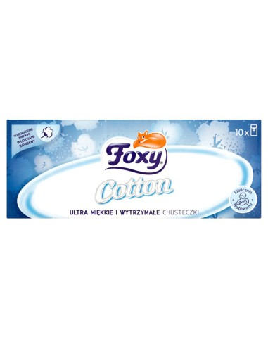FOXY COTTON Chusteczki higieniczne 4-WARSTWOWE, 10x9 szt 
