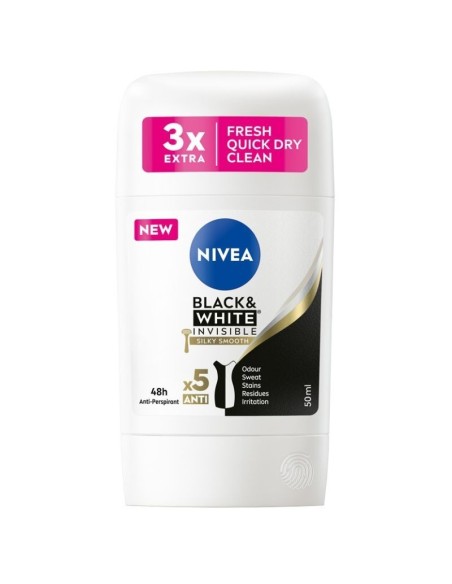 NIVEA Antyperspirant w sztyfcie BLACK & WHITE SILKY SMOOTH, 50 ml