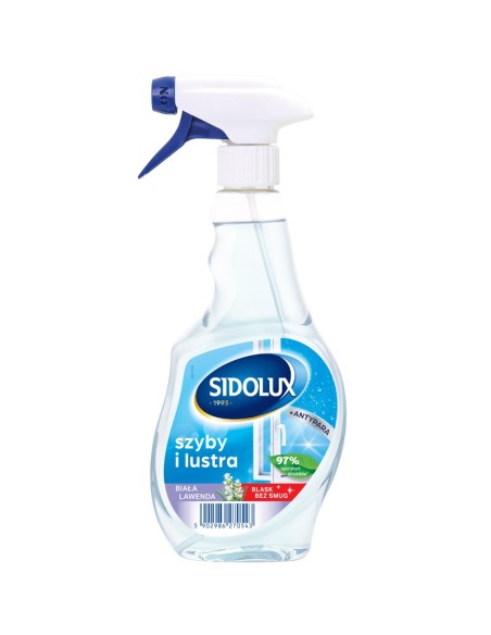 SIDOLUX CRYSTAL Płyn do mycia szyb i luster ANTYPARA BIAŁA LAWENDA, 500 ml