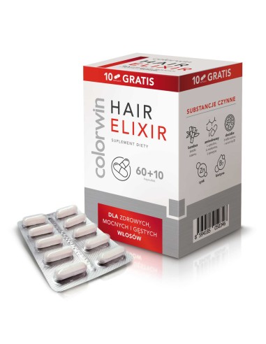 COLORWIN HAIR ELIXIR Suplementy diety w postaci kapsułek na włosy z aminokwasami, 70 szt