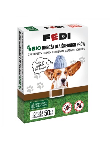 FEDI Obroża przeciw pchłom i kleszczom BIO dla średnich psów, 1 szt