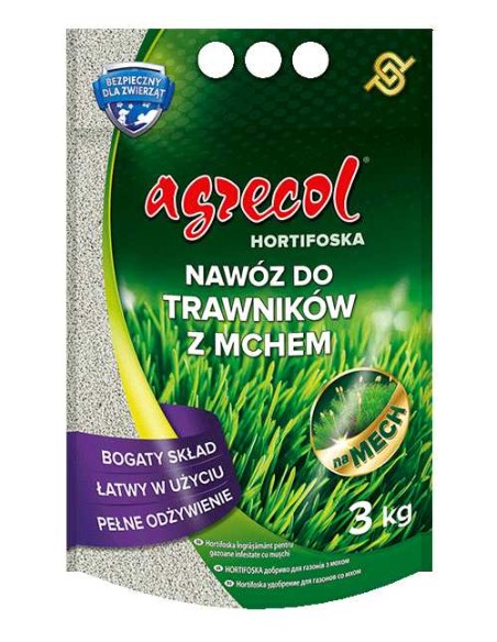 AGRECOL HORTIFOSKA Nawóz granulowany DO TRAWNIKÓW Z MCHEM, 3 kg