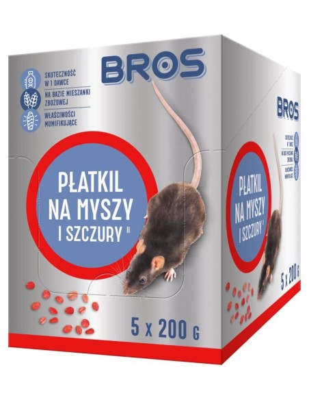 BROS Płatki na myszy i szczury, 5 x 200 g