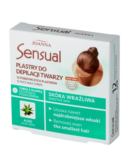 JOANNA SENSUAL Plastry do depilacji twarzy ALOES, 12 szt 