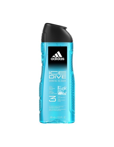 ADIDAS ICE DIVE Żel pod prysznic do twarzy, ciała i włosów 3 w 1 dla mężczyzn WITH MARINE EXTRACT, 400 ml