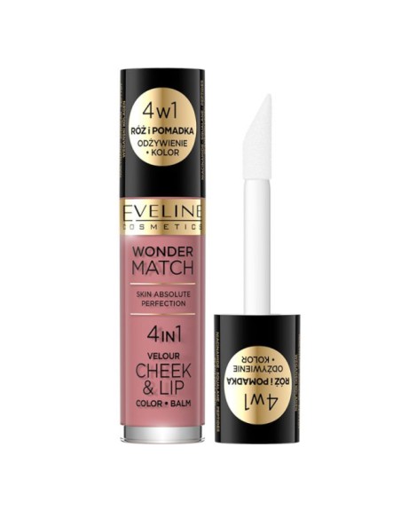 EVELINE WONDER MATCH Róż i pomadka w płynie 02, 4,5 ml