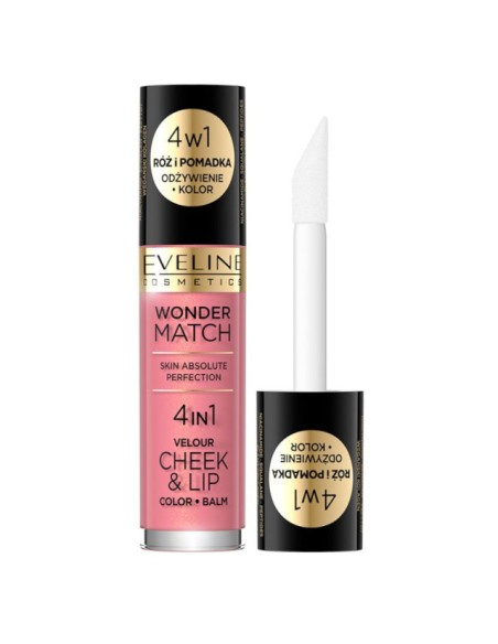 EVELINE WONDER MATCH Róż i pomadka w płynie 03, 4,5 ml