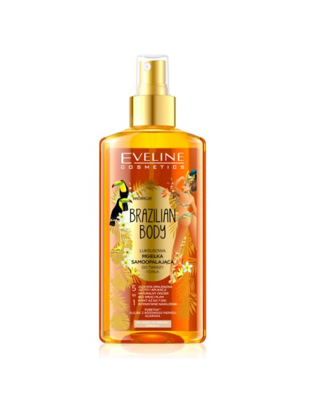 EVELINE BRAZILIAN BODY Mgiełka do twarzy i ciała SAMOOPALAJĄCA LUKSUSOWA 5w1, 150 ml
