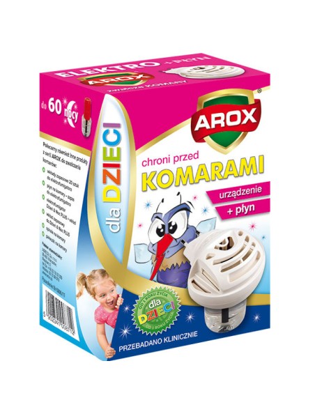 AROX Elektrofumigator na komary DLA DZIECI płyn + urządzenie, 60 nocy