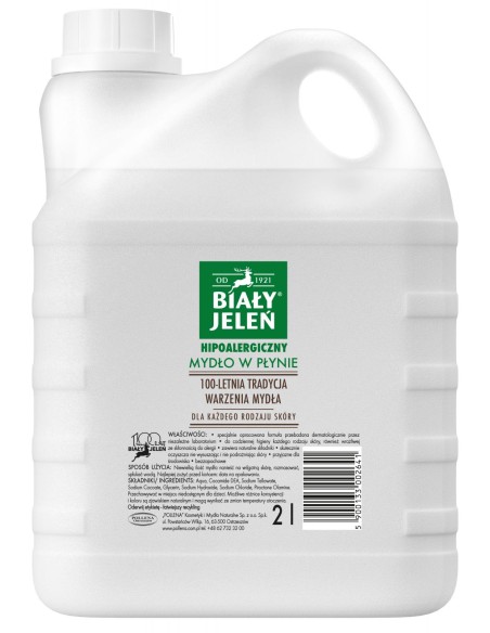 BIAŁY JELEŃ Mydło w płynie hipoalergiczne DO SKÓRY WRAŻLIWEJ, 2 l