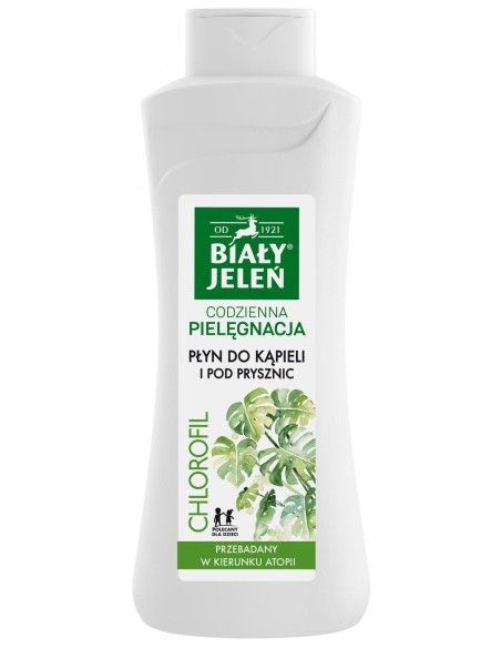 BIAŁY JELEŃ Płyn do kąpieli i pod prysznic hipoalergiczny CHLOROFIL, 750 ml
