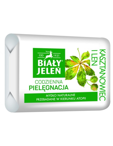 BIAŁY JELEŃ Mydło naturalne hipoalergiczne KASZTANOWIEC I LEN, 100 g