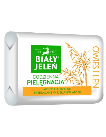 BIAŁY JELEŃ Mydło naturalne hipoalergiczne OWIES I LEN, 100 g