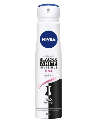 NIVEA BLACK&WHITE INVISIBLE Antyperspirant spray CLEAR, 250 ml