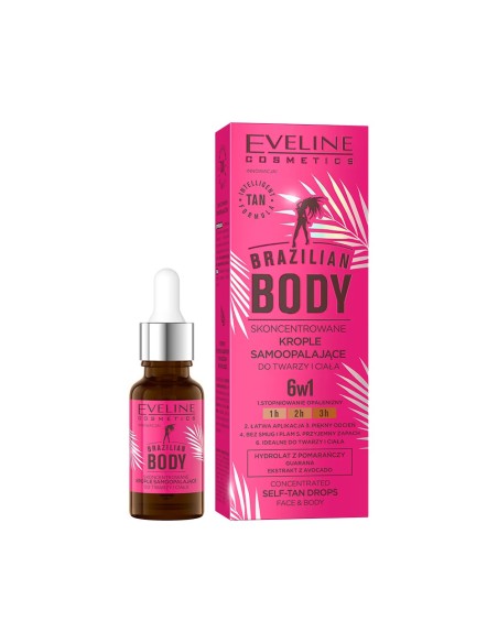 EVELINE BRAZILIAN BODY Krople do ciała i twarzy SAMOOPALAJĄCE, 18 ml 